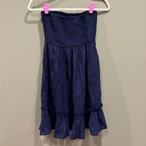 Navy blue strapless dress #summerdress